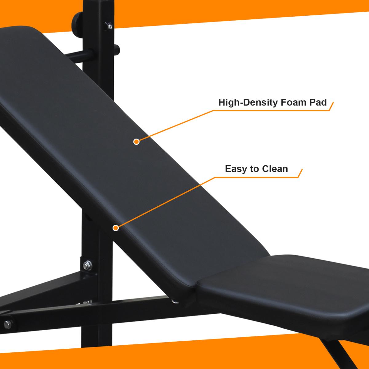 [Fahuac] Olympic Weight Bench with Adjustable Barbell Rack - 5-Level Height Adjustment, 330LBS Capacity, Foldable, Flat/Incline/Decline Positions, Home Gym Strength Training Bench.