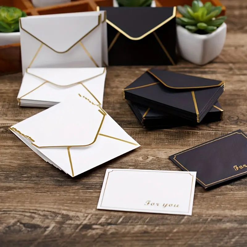 20-piece Mini Foil Stamped Greeting Card & Envelope Set, Greeting Cards Assortment, Includes Cards, Black & White Mini Envelopes for Greeting Cards, Perfect for Weddings, Parties, Mother's Day, Christmas, and Anniversaries, Ideal for Offices