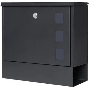 Lockable Mailboxes with Keys,Outdoor Wall Mounted Mail Box with Large Capacity,14 3/10" x 4 1/10" x 11 4/5",Black
