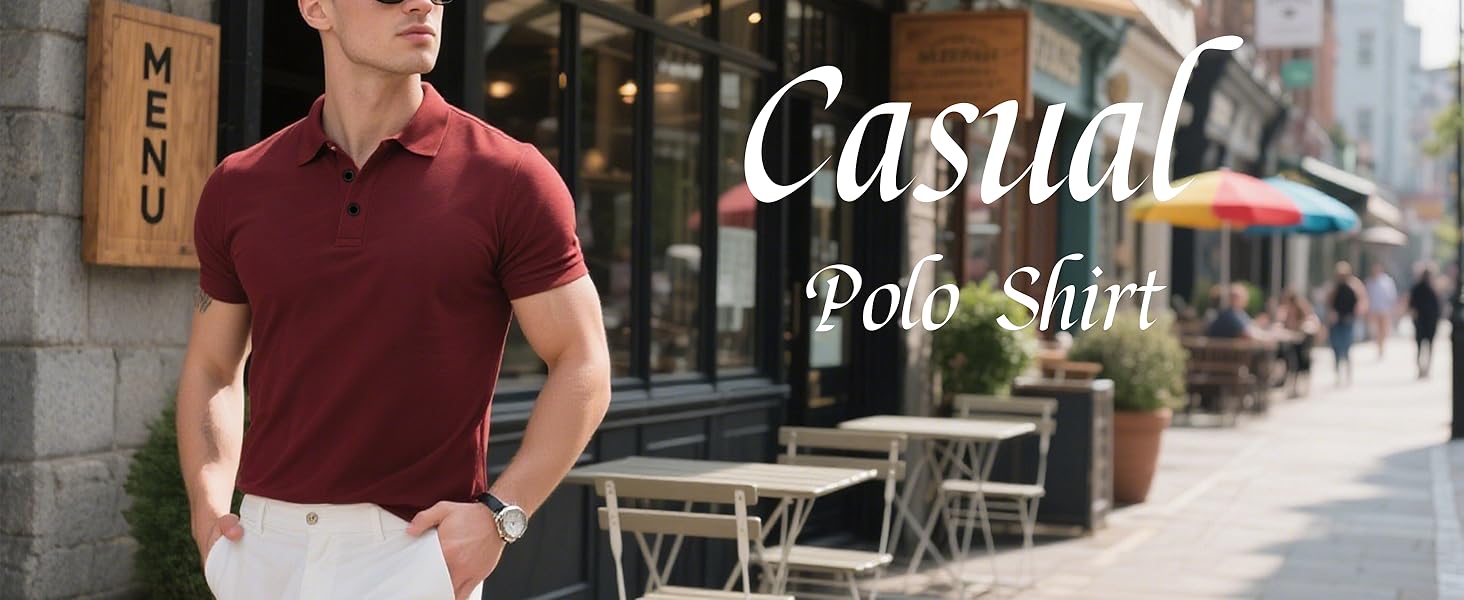 Polo Shirts for Men Casual Athletic Polos 3 Buttons Performance Business Golf Collared Shirts