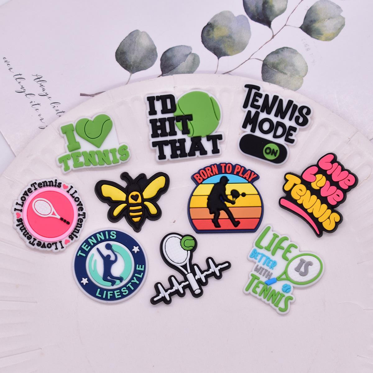 New tennis sports trend DIY accessories, PVC soft adhesive patches for phone cases, hair accessories, and flat decorations