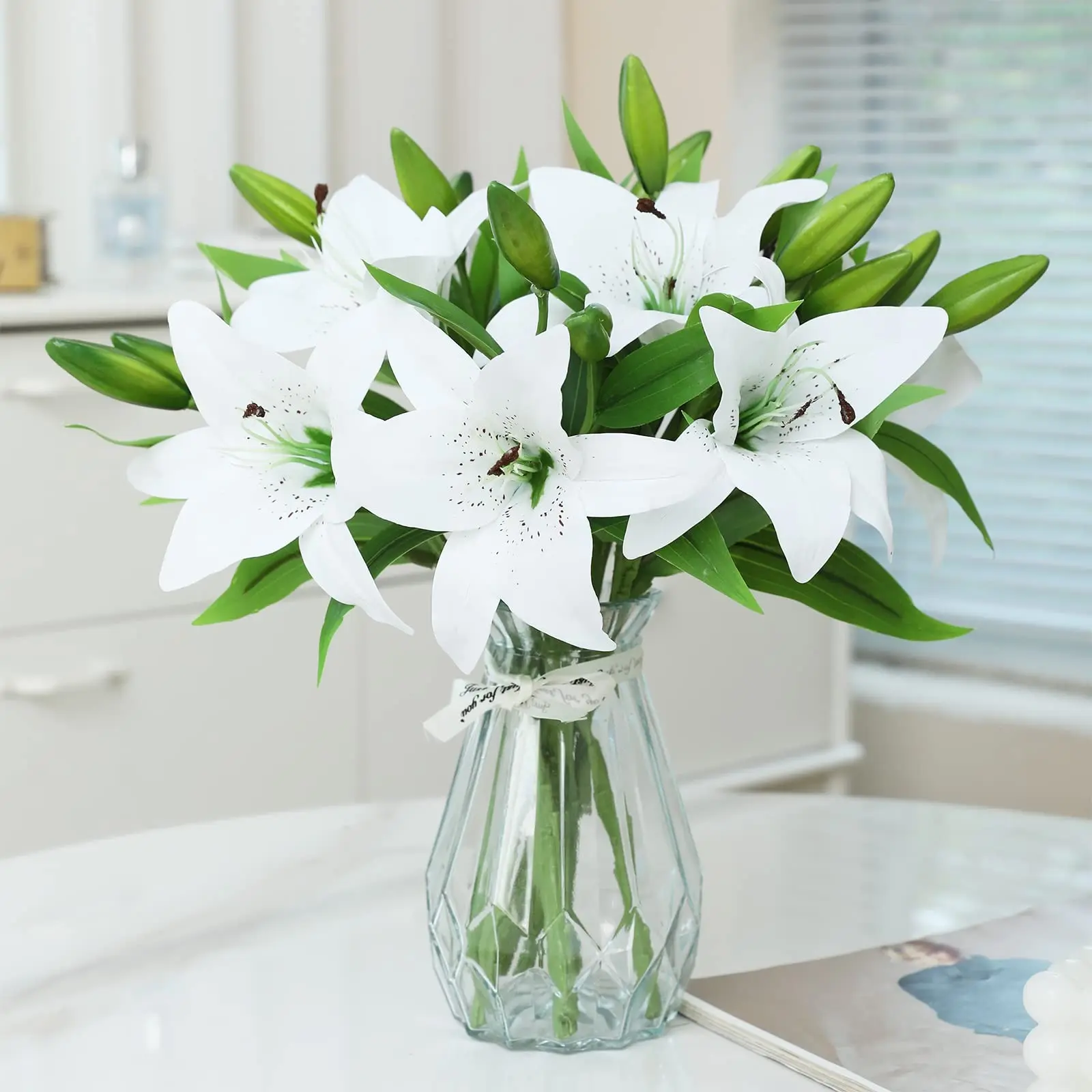 4Pcs Artificial Lily Flowers for Wedding Home Party Decoration Plastic Lily Faux Flowers