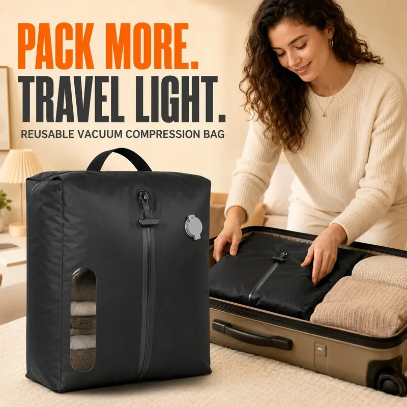 2-Pack 17L TPU Vacuum Storage Bags with Pump, IP67 Waterproof, Clear Window, Built-in Handle, Golf Travel Clothing Bedding Organizer-5603 Set