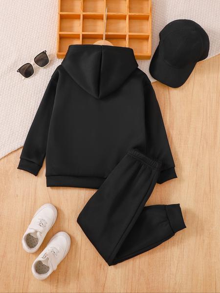 Girls' Witch Hunter Corps Warm Hoodie & Joggers Set, Cozy Fleece Lined Outfit For Fall & Winter