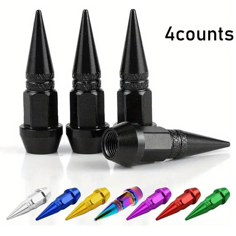 Dustproof Spiked Aluminum Tire Valve Stem Caps, Wheel Stem Caps for Cars, SUVs, Trucks, Bicycles and Motorcycles, Tire Repair & Fitting Accessories, Tire Pressure Caps, Tyre Caps, Car Parts
