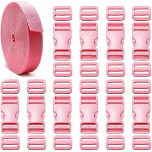 1 inch Buckle Strap Set: 10 Yards Thick Nylon Webbing, 10 Set Quick Side Release Plastic Buckles, 20 count Tri-glide Slide Clip for DIY Backpack  Repair Heavy Duty Adjustable(k-s)
