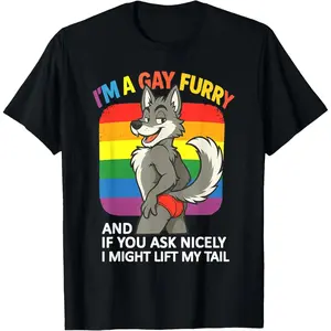 I'm A Gay Furry Pride Month T-Shirt, LGBTQ Rainbow Fox Furry Graphic Tee, Funny Furry Pride Shirt, Cute Pride Gift for Furry Fans, 100% Cotton Crew Neck Short Sleeve, Ships from USA