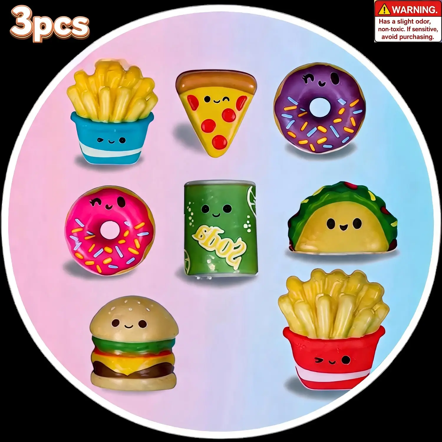 🔥Viral Soft Fast Food Squishy Stress Relief Toys, 3 Pack / 6 Pack Creative Squeeze Toys Including Burger, Fries, Donut, Ice Cream & Drinks, Random Colors & Patterns, Ideal for School, Party, Birthday & Holiday Gifts, Perfect Goodie Bag Fillers #SquishyTo