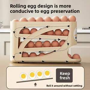 Egg Storage Container, Space-Saving Side-Door Design, Durable Plastic, Large Capacity, Smooth Surface & Easy Grip Handle - Ideal for Kitchen & Fridge Organization, Fridge Egg Holder, Egg Storage Organizer