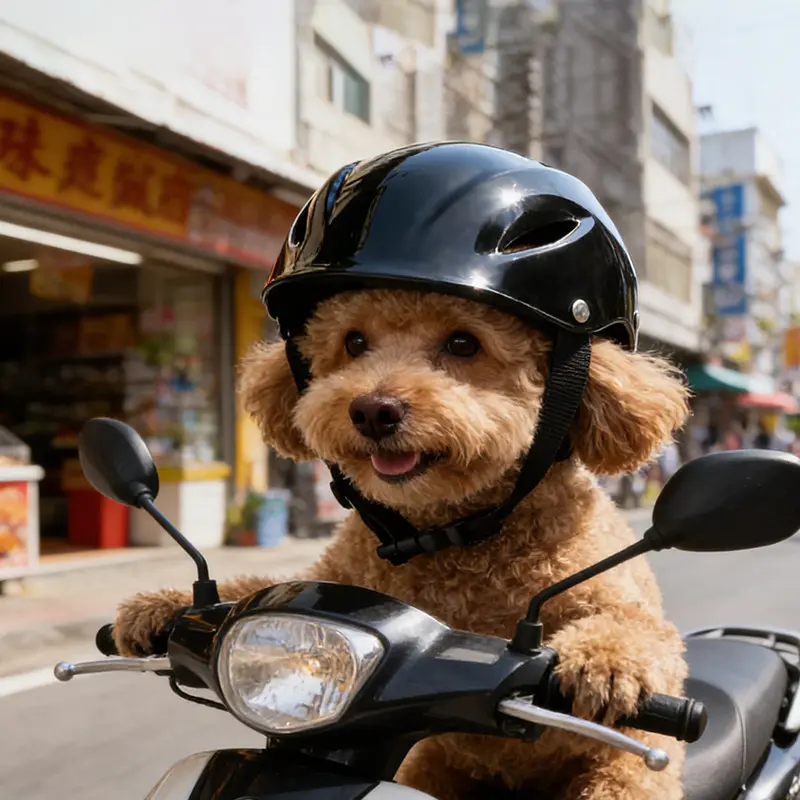 Pet helmet for photography and decoration, wind- and rain-resistant; a new model designed specifically for pets when they are in vehicles.