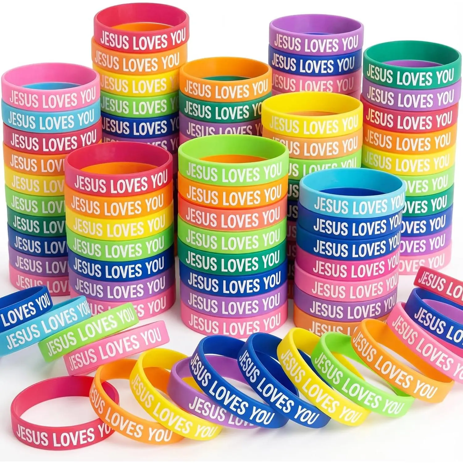 30/100/200 Pcs  Loves You Bracelets Bulk for VBS,  Loves You  Wristbands Bulk, Christian Rubber Bracelets