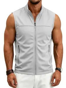 Men's Outdoor Amikaji Zipper Stand Collar Workwear Vest, Breathable Training Patrol Jacket, Casual Street Style, All Seasons