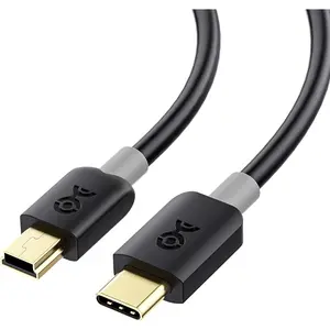 Mini USB to USB C  - 3.3ft, 480Mbps Data, 15W , USBC to MiniUSB  for  Controller, Camera, GPS,  Cam, Black