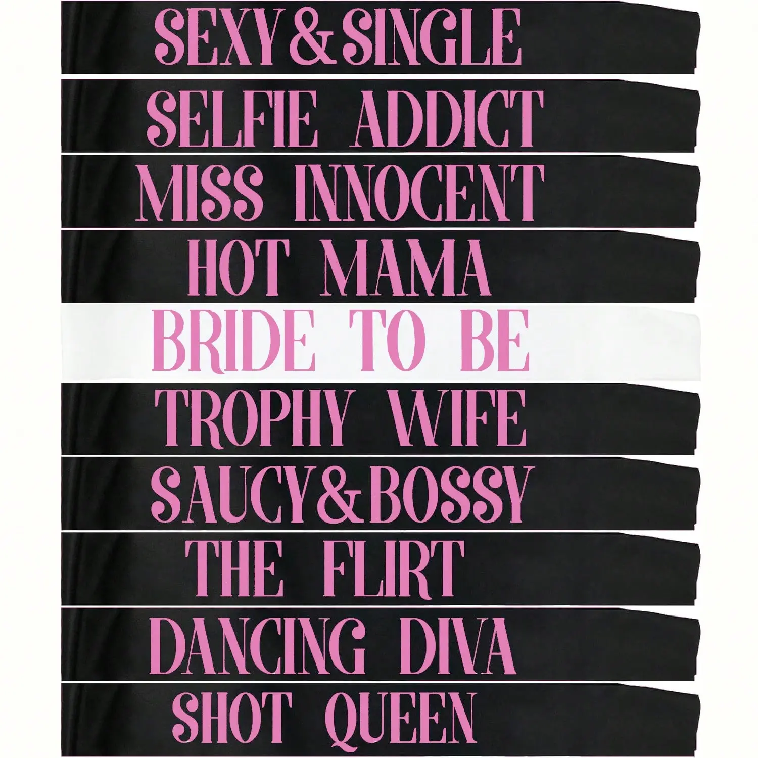 10Pcs Bride & Bridesmaid Sash Set, White Bride To Be Black Bridesmaid Sashes, Bachelorette Bridal Shower Hen Party Decor Favor Gifts