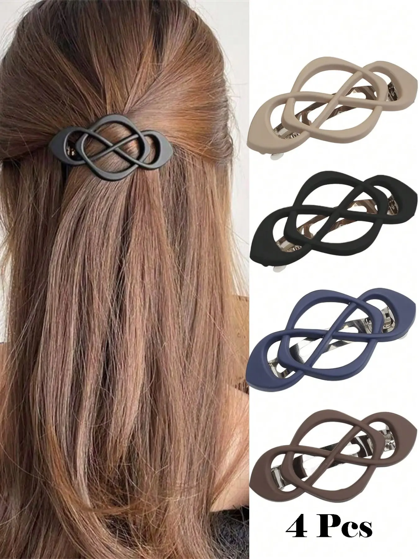 4pcs Matte Solid Color Half Bun Low Ponytail Elegant Hollow Out Retro Claw Clip Hairpin, Hair Accessory, Claw Clips, Clips For Hair Slide, Hair Claws, Hair Accessories, Head Accessories