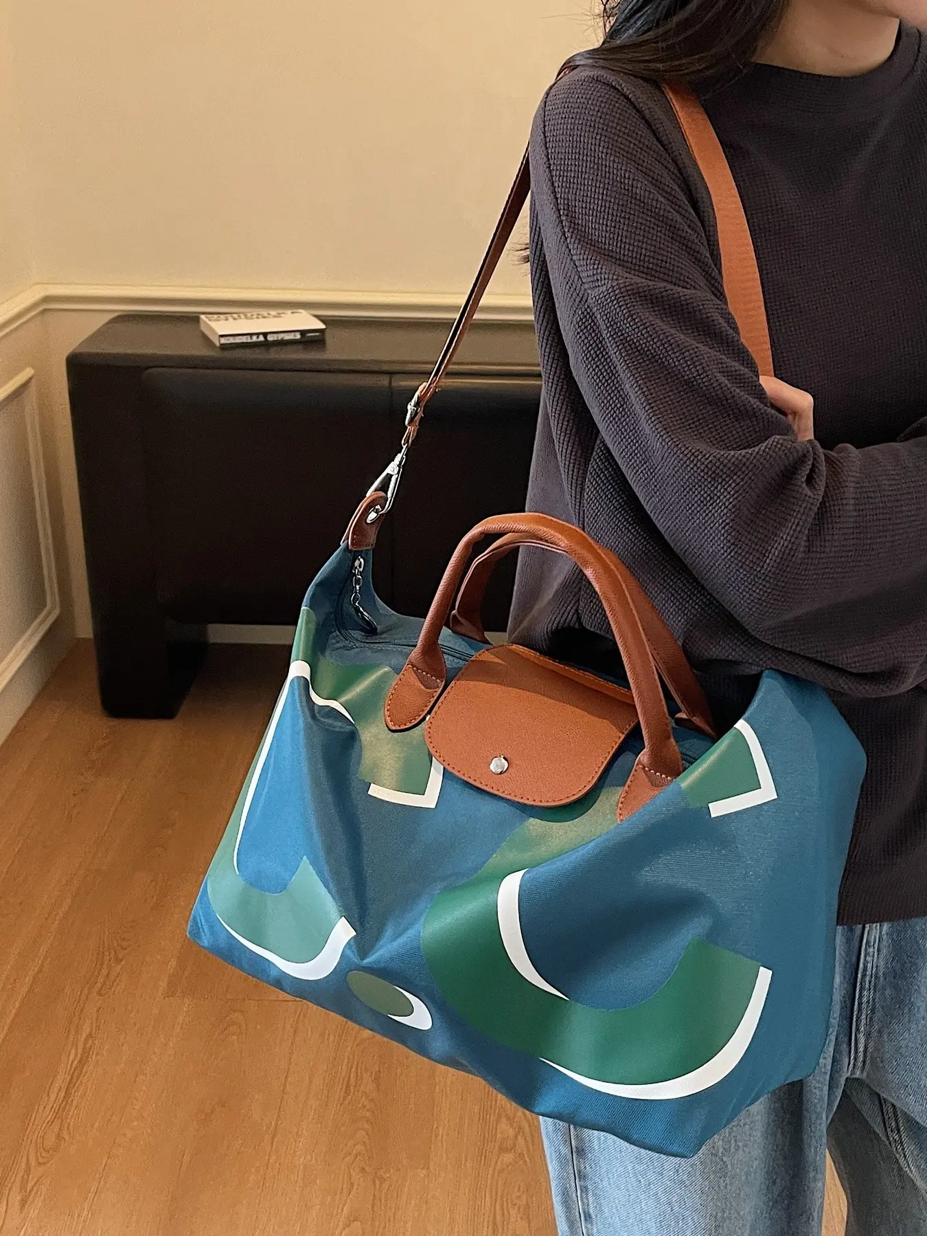 Women's Large Capacity Travel Bag, Colorblock Handbag, Shoulder Bag for Short Trips, Business Luggage, Fitness Gear Storage, Travel Organizer Bag, Portable Backpack