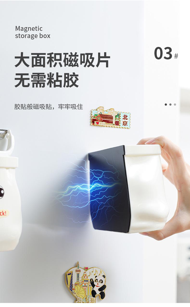 Large-capacity magnetic storage box for refrigerator side door, kitchen cling film storage wall-mounted organizer