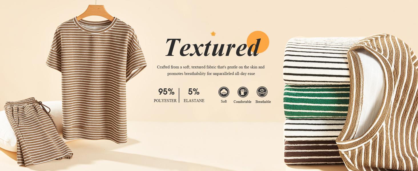 Aoysky Womens Striped 2 Piece Lounge Sets Short Sleeve Oversized T Shirts Drawstring Shorts Matching Set Aoysky Womens Striped 2 Piece Lounge Sets Short Sleeve Oversized T Shirts Drawstring Shorts Matching Set