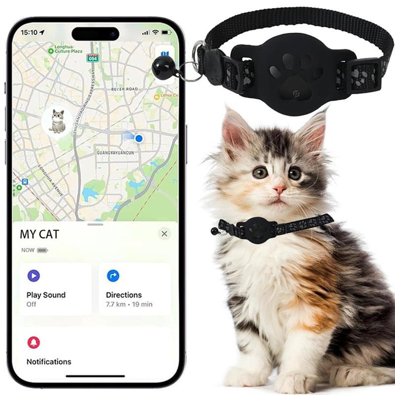 Pet GPS Tracker Collar Works with Apple Find My |   Real-Time Location Waterproof Reflective Safety for Dogs Cats