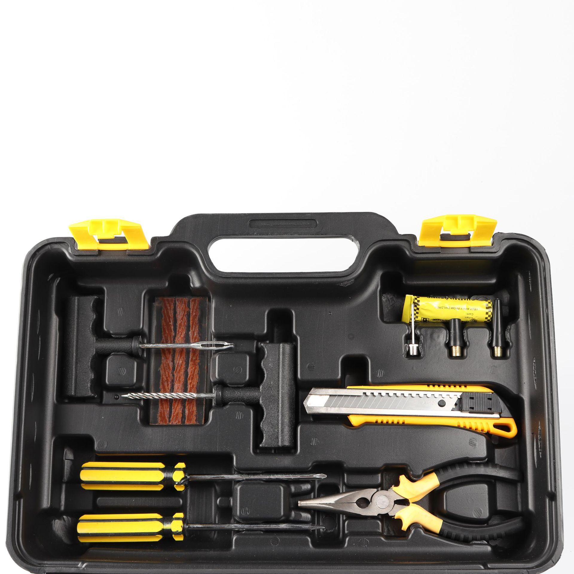 12V Heavy-Duty Metal Dual-Cylinder Car Air Compressor with Tire Repair Tools & Portable Storage Case Complete Kit