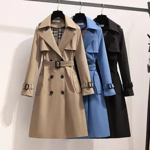 High Quality Trench Coat for Women Mid Length 2023 Korean Version New Popular British Vintage Coat(Sheets)