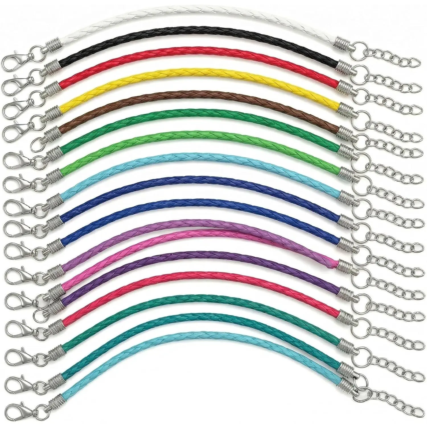 20 count Bracelet Cord Leather String with Clasp Blank Charm Chains Bulk Kit for DIY Crafts  Making Bracelet Blanks Braided Cord with Chain for  Charm Wrist Accessories