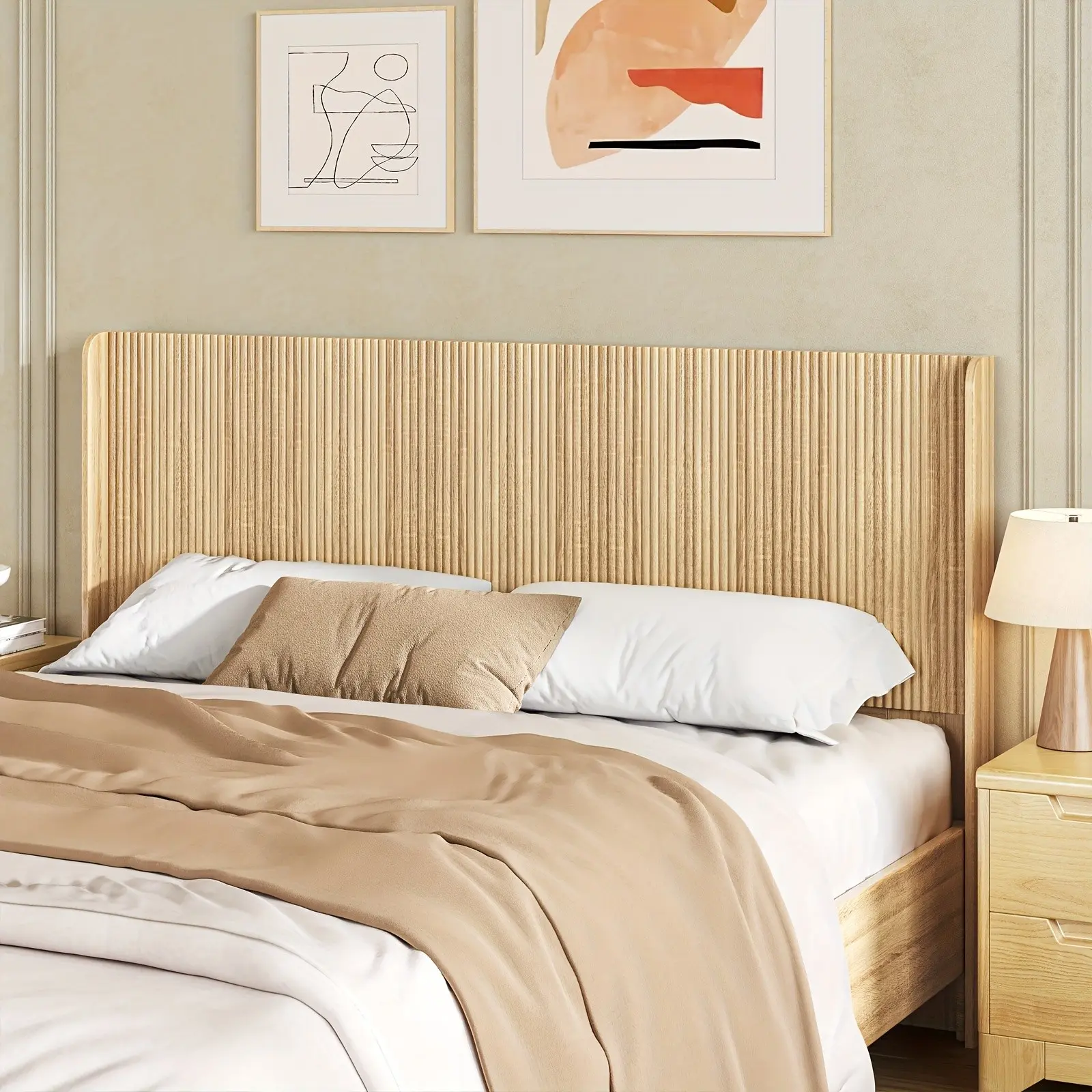 63.9" Queen Size Wood Farmhouse Headboard, Coastal Headboard & Fluted Headboard for Bedroom ( Queen, Full)