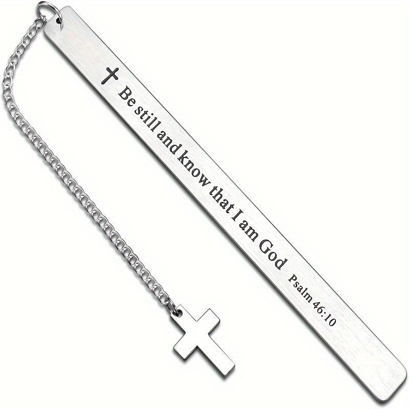 Stainless Steel Bookmark with Cross & Chain, 1 Count Engraved Bookmark, Inspirational Religious Gift for Book Lovers, Book Accessories, and Adults