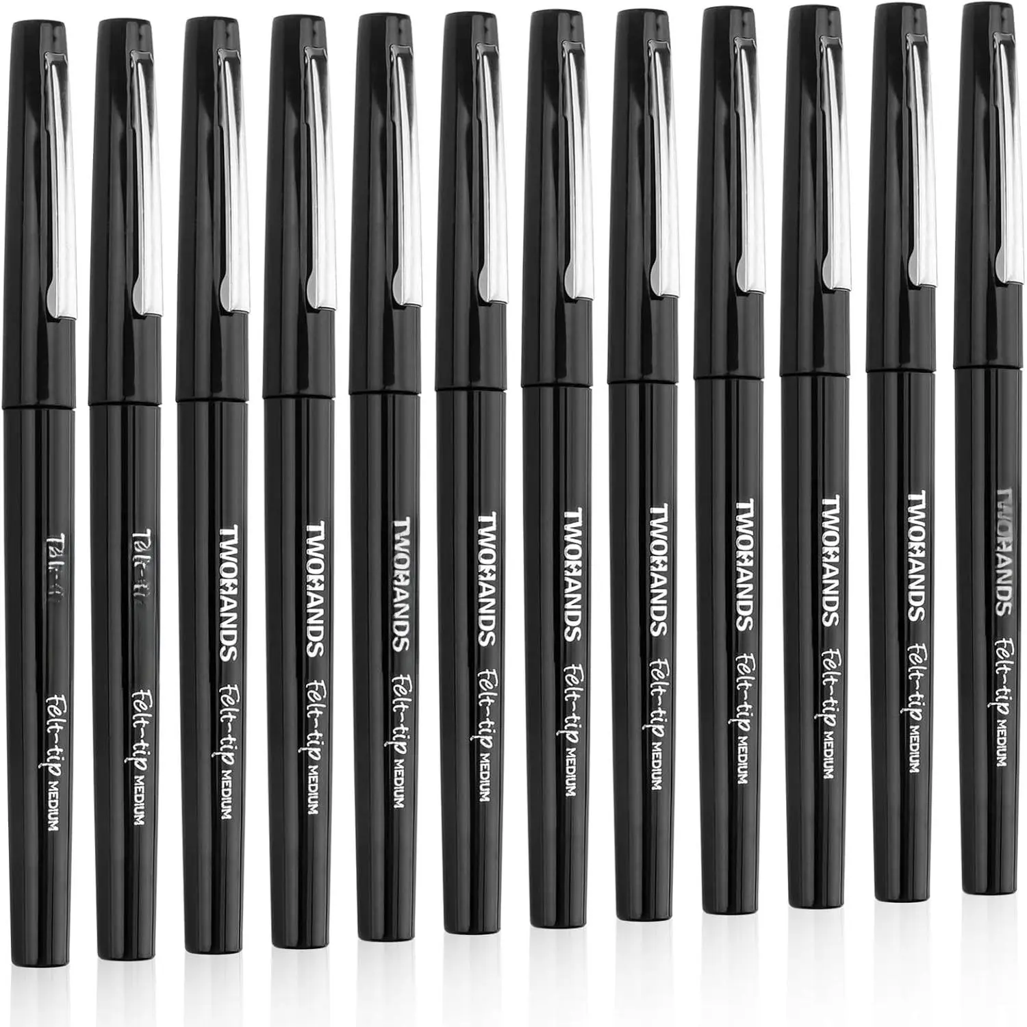 Felt Tip Pens Fine Point Marker Pens,Black Fineliners,Medium Point(0.7mm),Journaling, Note Taking,Writing Markers, Dry,12 count, 22011