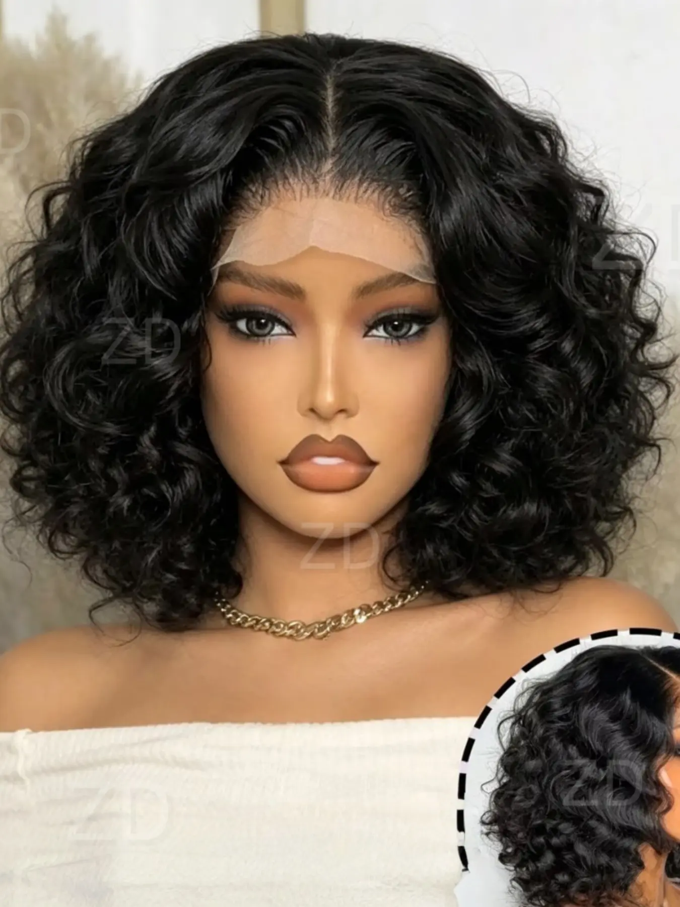 18-Inch Soft Curly Wig, Curled Synthetic Wig, 180 Density Lace Front, Pre-Styled Baby Hair, Suitable for Women, Daily Use, 13x4x1