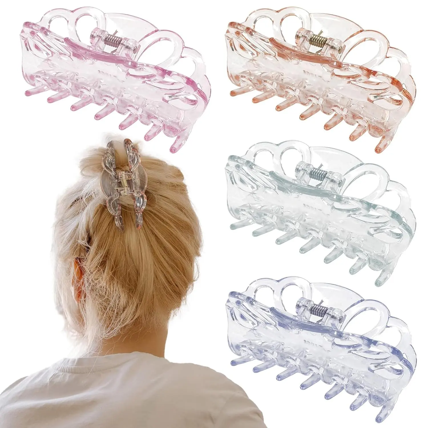 Bphne 4 Pack Clear Hair Clips for Women – 3.5 Inch Butterfly Banana Clips, Non Slip  Hold Jaw Clamps, Transparent Hair Clips for Thick or Thin Hair