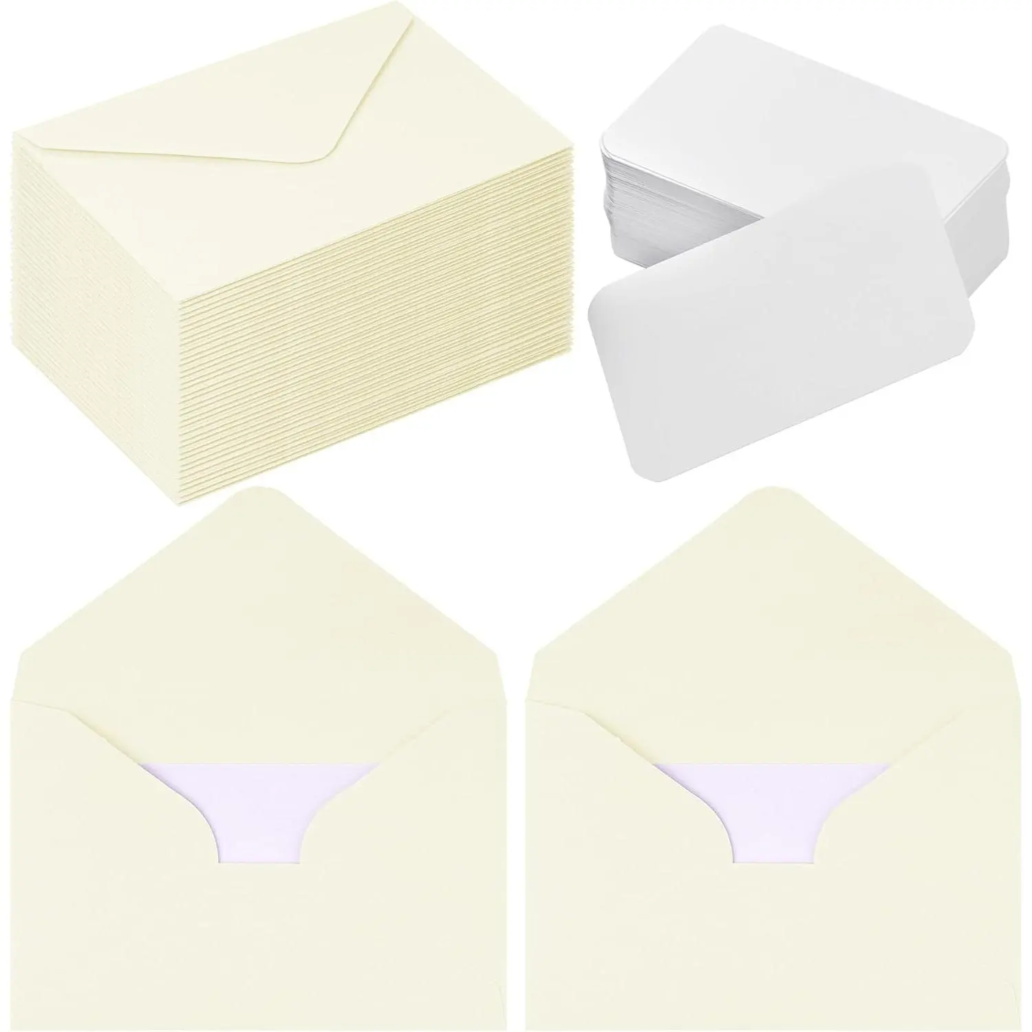 100 Sets Small  Card Envelopes with Blank Cards 2.7 x 4 Inch  | for Invitation, Greeting Cards, Engagement, Wedding, Holiday, Valentines Day, Business, Graduations, Bulk, Mini