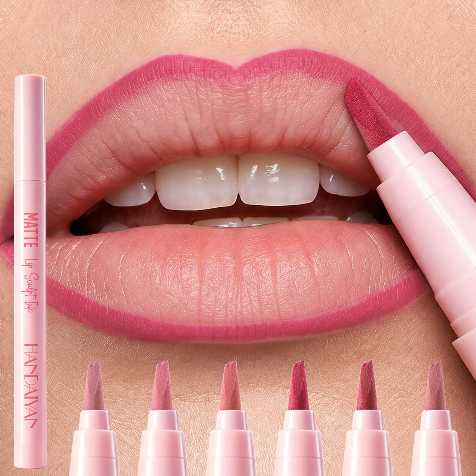 Matte Lip Liner Pencil, Waterproof Long Lasting Lip Contour Makeup, Smudge Proof Lip Outline Pencil for Defining Lip Shape, Smooth Easy Apply Lip Color Tool, Perfect Base for Lipstick, Daily Makeup, Party and Professional Looks