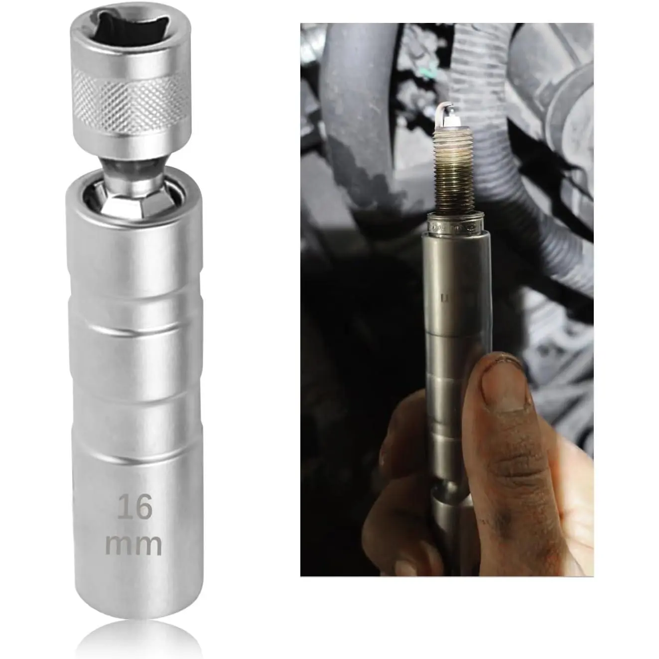 16mm 5/8" Spark Plug Socket with 3/8" Drive,12 Points  Spark Plug Tool with Thin Wall Design for Removing Glow Plugs,360° Rotatable  Accessories CRV Socket (16mm)