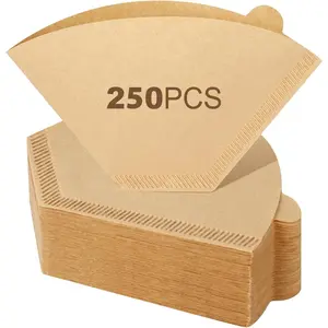 250 Count #2 Coffee Filters 2-4 Cup, Premiun Unbleached Natural Coffee Paper Filters, No Blowout, Disposable Coffee Filter Cone Paper for Pour Over and Drip Coffee Maker