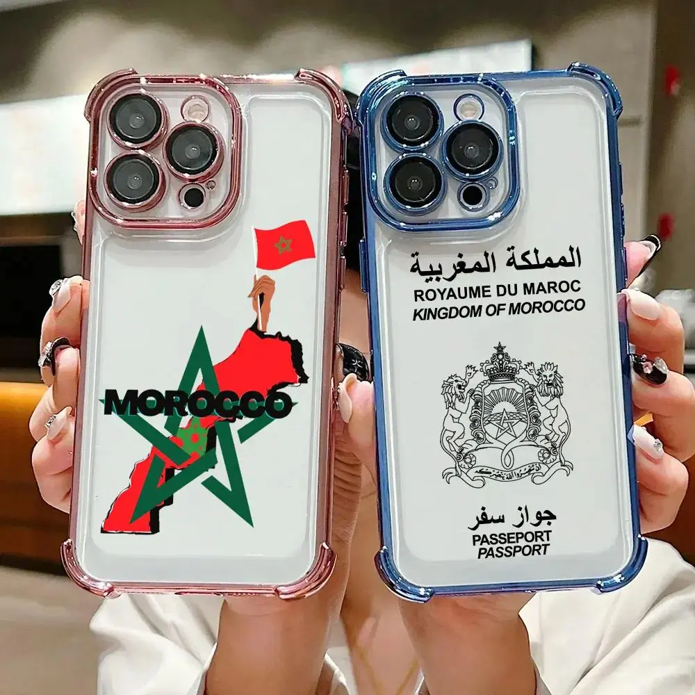 Morocco Flag Passport Lion Phone Case For iPhone 17 Promax 17e 17 16 15 14 13 12 11 Mini Pro Max Air Anti-Fall Transparent shockproof protection TPU Back Cover For Fans Gift
