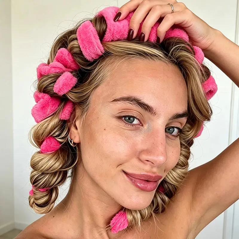 No Overnight Curler Headband - Non-Damaging Soft Hair Curling Rod Suitable for Medium/Long Hair, Natural Waves for Night Curls,