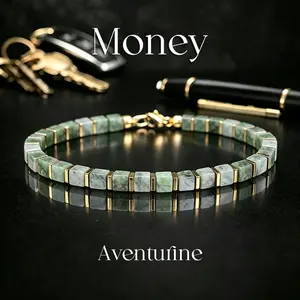 Minimalist Square Green Aventurine Bracelet Money Manifestation Crystal Jewelry Skin Friendly Natural Stone Beaded Bracelet Casual Office Daily Wear