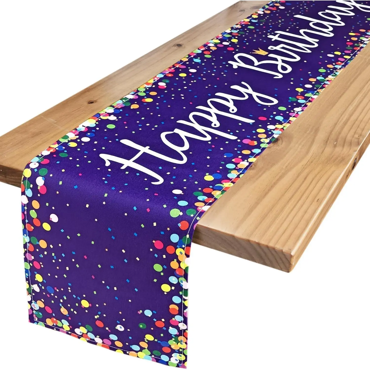 Happy Birthday Table Runner 72 Inches,  | Birthday Centerpieces for Tables, Birth Day Party Sign, Polka Dots Table Decoration