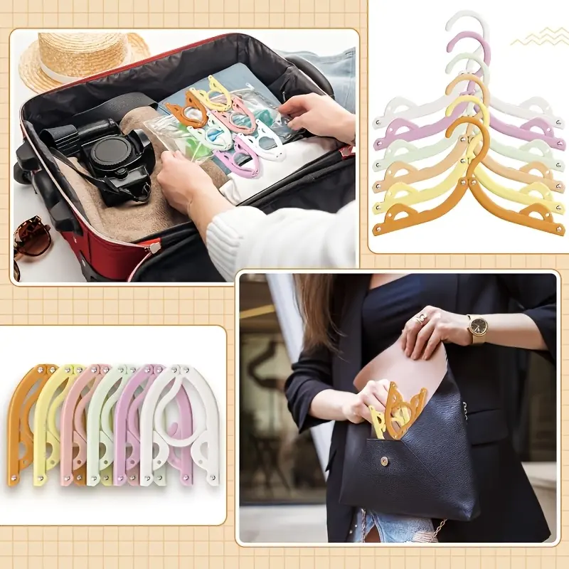 14/16/18 travel hanger portable foldable hanger, Folding Hangers non-slip foldable space-saving clothes drying rack, perfect for RV travel, camping, hotels, cruises and road trips, random styles