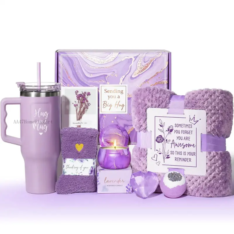 Mothers Day Gifts ideas Basket for Women with Flannel and Insulated tumbler Blanket, Unique Gifts for Mom, Friends, and WifeAA47HomeFixMart