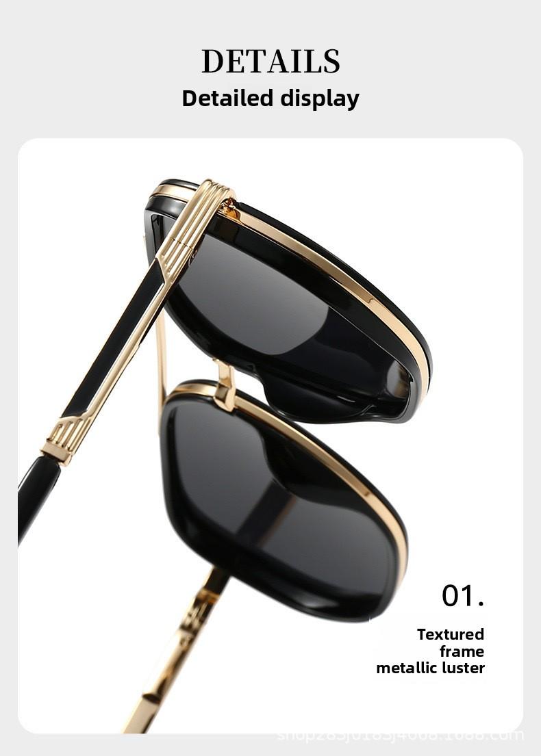 Classic Geometric Double Beam Sunglasses for Women Men Polarized Retro Tattoo Sunglasses for Travel Driving&Anti-Glare Eye Protection