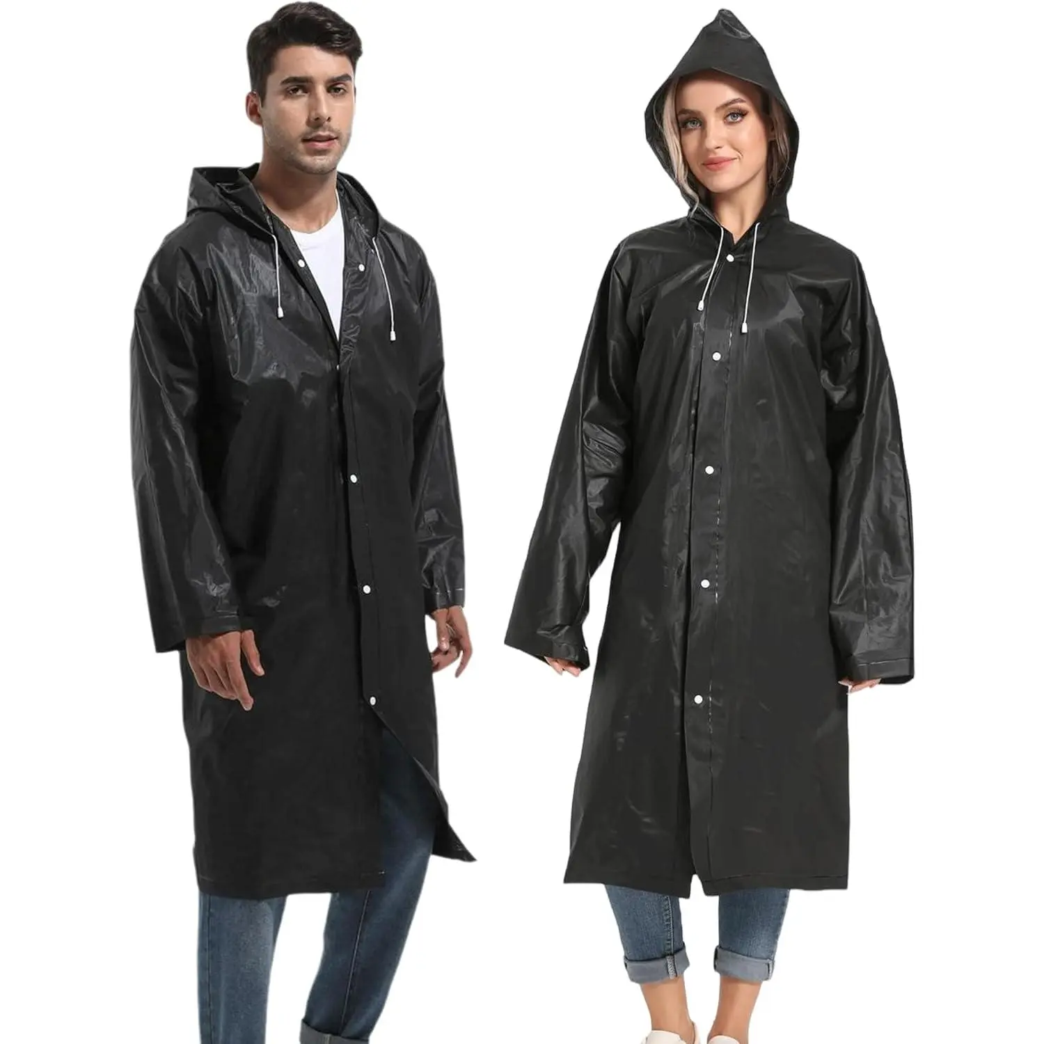 2PCS Rain Ponchos for Adults Reusable Rain Coats for Adults Rain Jackets Raincoats for Men Women