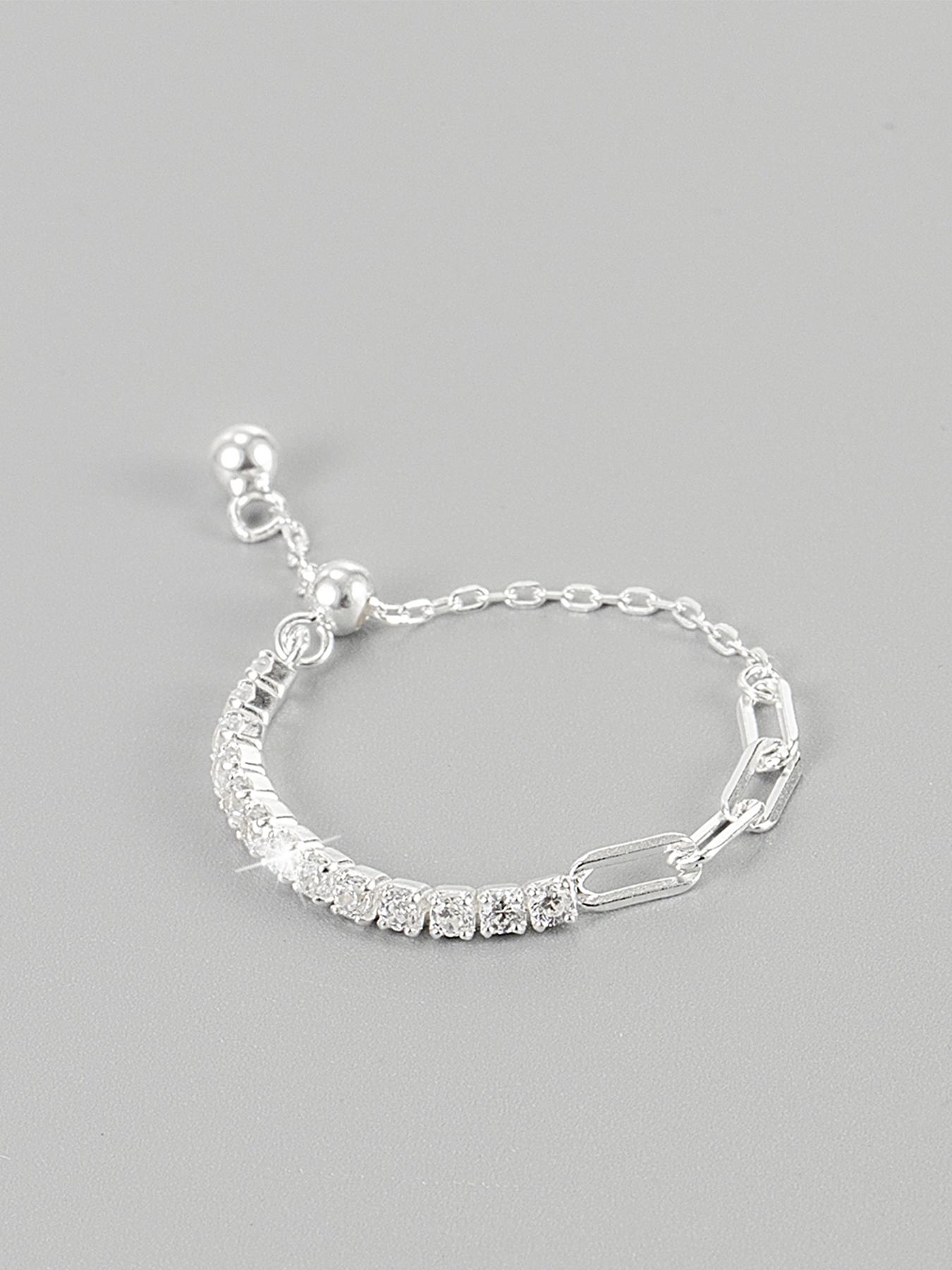 S925 Sterling Silver Adjustable Chain Ring, Fashion Jewelry for Party, Daily Clothing Decor, Trendy All-match & Exquisite Jewelry for Birthday Gift, Adjustable Rings