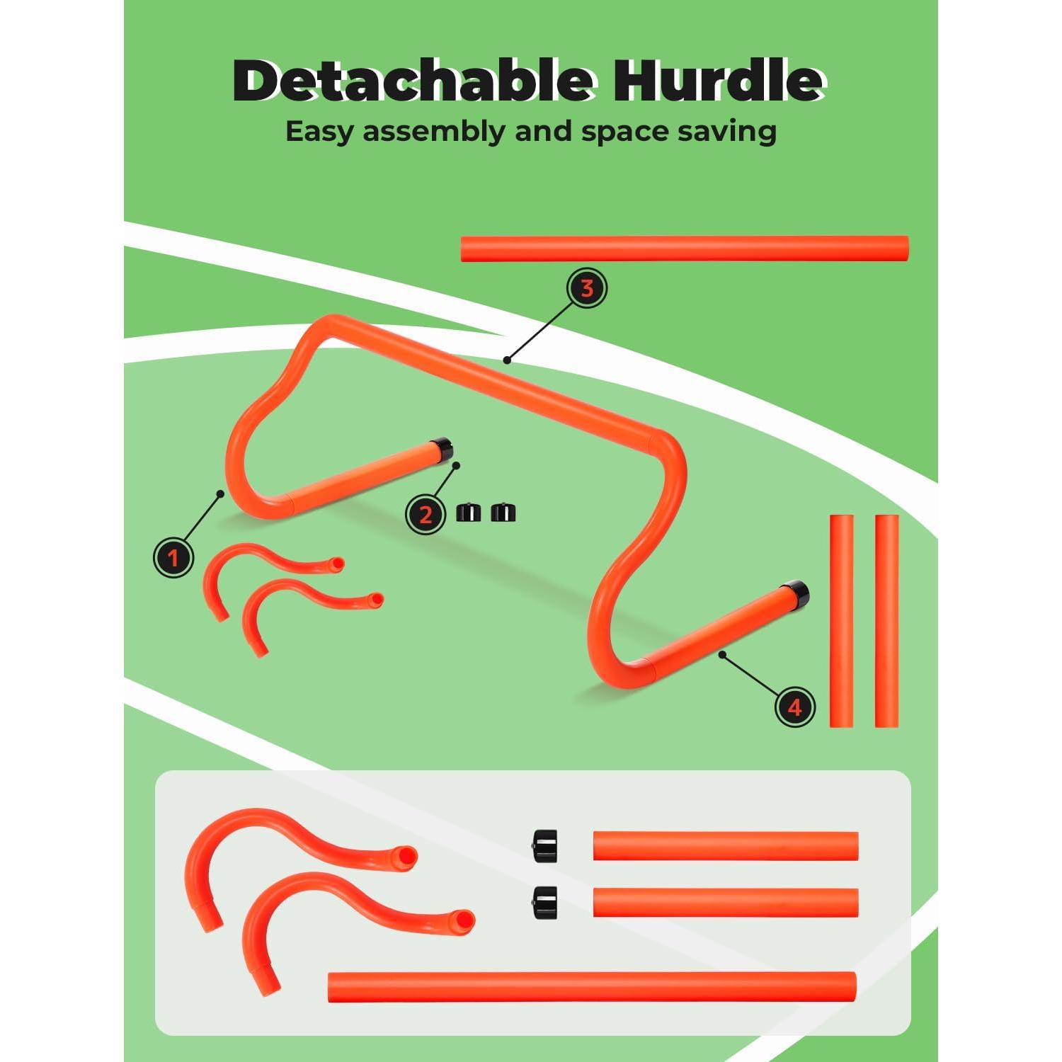 Agility Hurdles Speed Agility  Hurdles, Detachable Sturdy Hurdles  Equipment Set with Carry Bag for ,Athletes,Soccer,Basketball