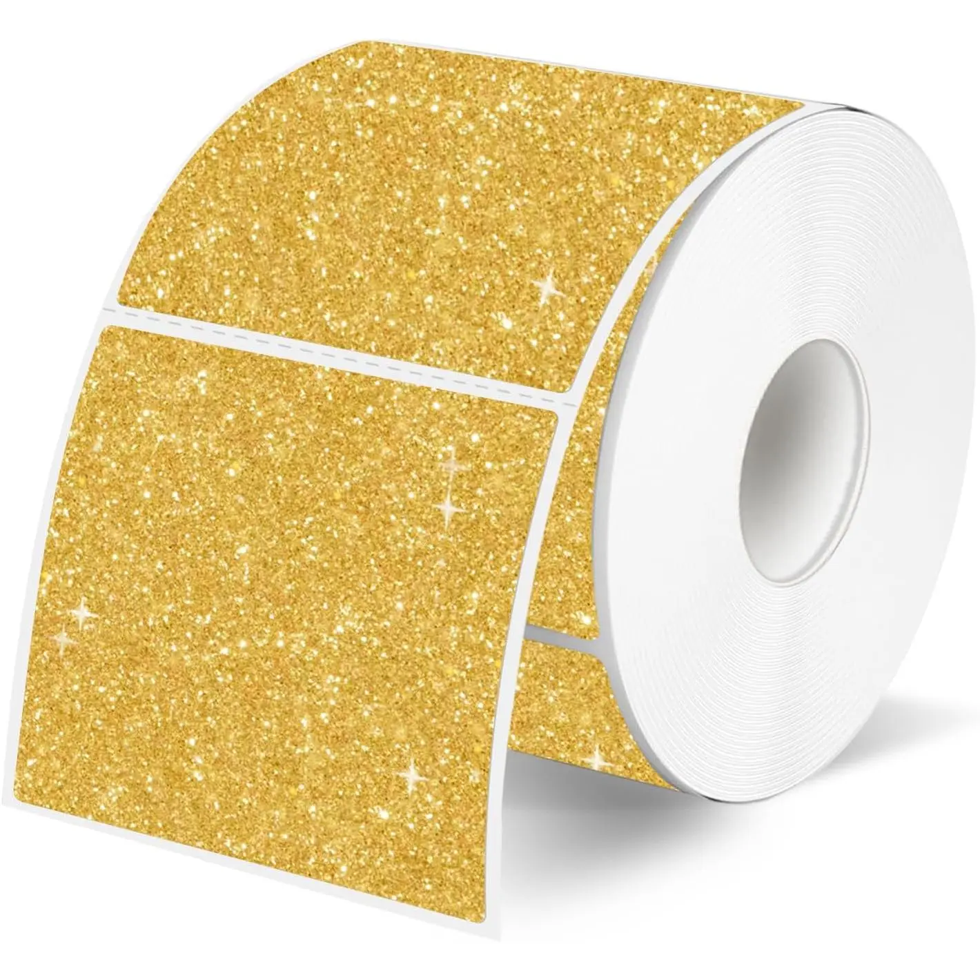 2"x2" Square Glitter Holographic Self-Adhesive Labels - Custom Logo Stickers, Thermal Printer-Compatible Office Supplies for Small Biz Branding, Elegant Luxury Labels for Printer