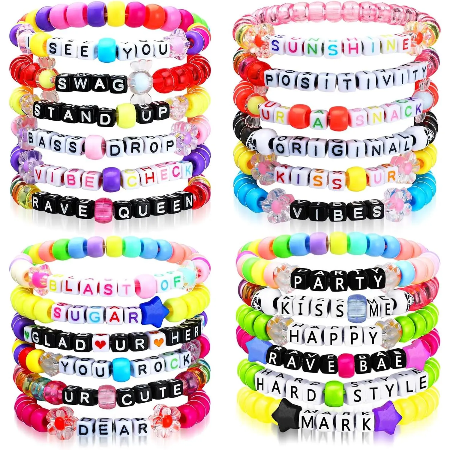 24 count  Kandi Bracelet Alphabet  Festival