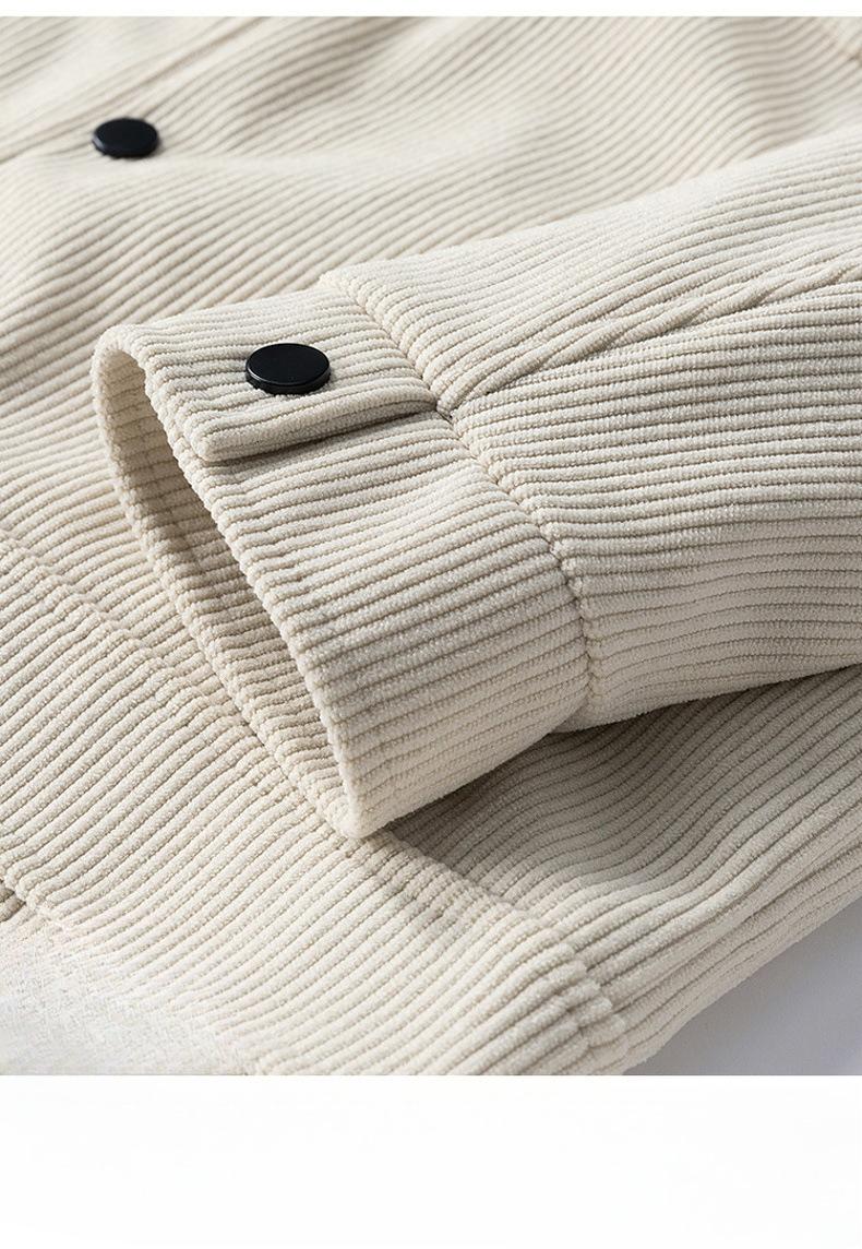 BIGWIG autumn and winter men's corduroy jacket, lapel work jacket, men's warm jacket, men's coat, easy to care for, solid color design, autumn layering items, full zip quilted lining, casual loose warm, vintage wool coat