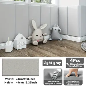 4pcs Self-Adhesive Wall Protectors, Leather Material, Soft Comfortable, Ideal for Bed Headboard, TV Background, Home, Easy Clean, Affordable