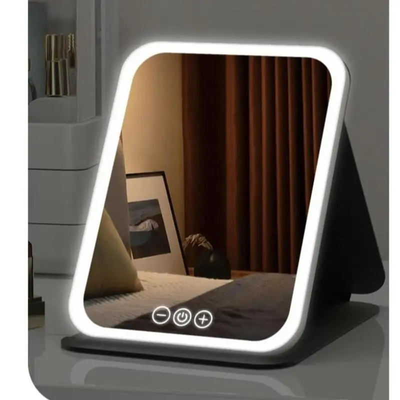 LED Makeup Mirror, Portable Foldable with Light, Durable Lighted Makeup Mirror, Desktop Fill Light, Student Dormitory Office Mirror, Ins High-value Light Gifts